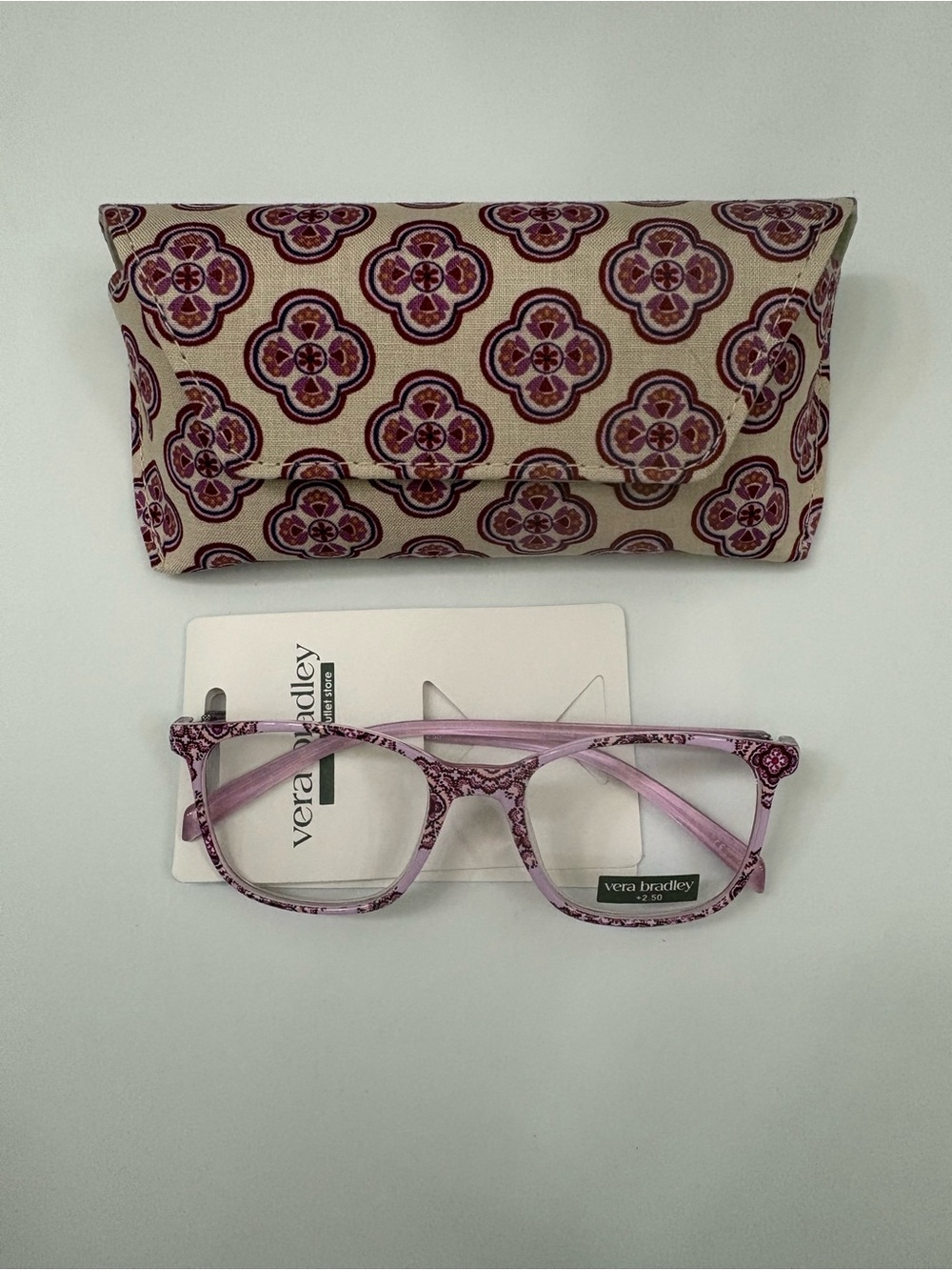 NWT - Vera Bradley Pink Patterned Reading Glasses with Matching Case